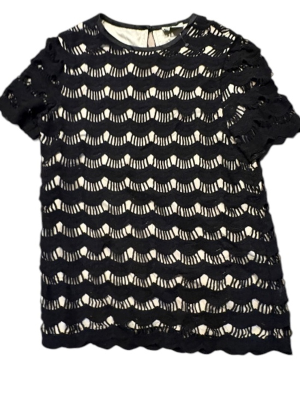 Kate spade Black Lace Overlay Short Sleeve Top